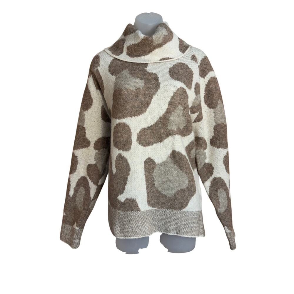 Sisters Soft feel cowl neck pullover Cow print tunic sweater sz Large